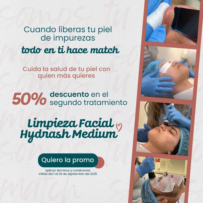 Comparativa del rostro masculino mostrando mejora en manchas cutáneas tras tratamiento estético no invasivo, junto a mensaje promocional